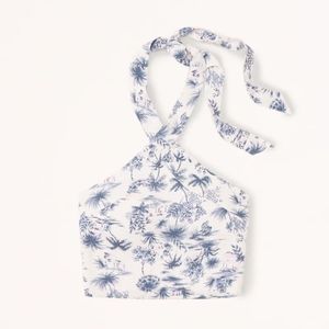 Abercombie and fitch Cropped Linen-Blend Halter Top